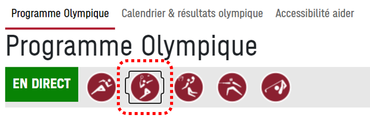 Capture d'écran des icônes des sports en direct (live)